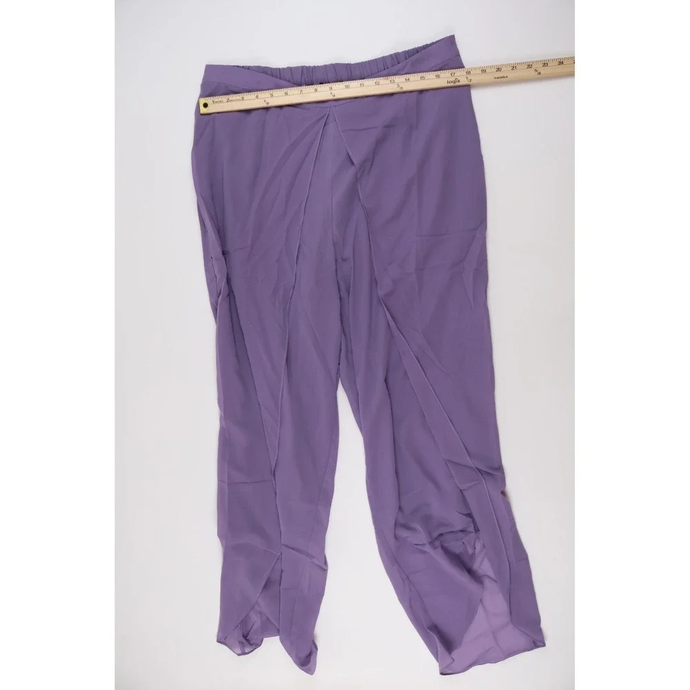 Midnight Velvet Pant Set Tunic Rhinestone Fringe Purple XL NEW